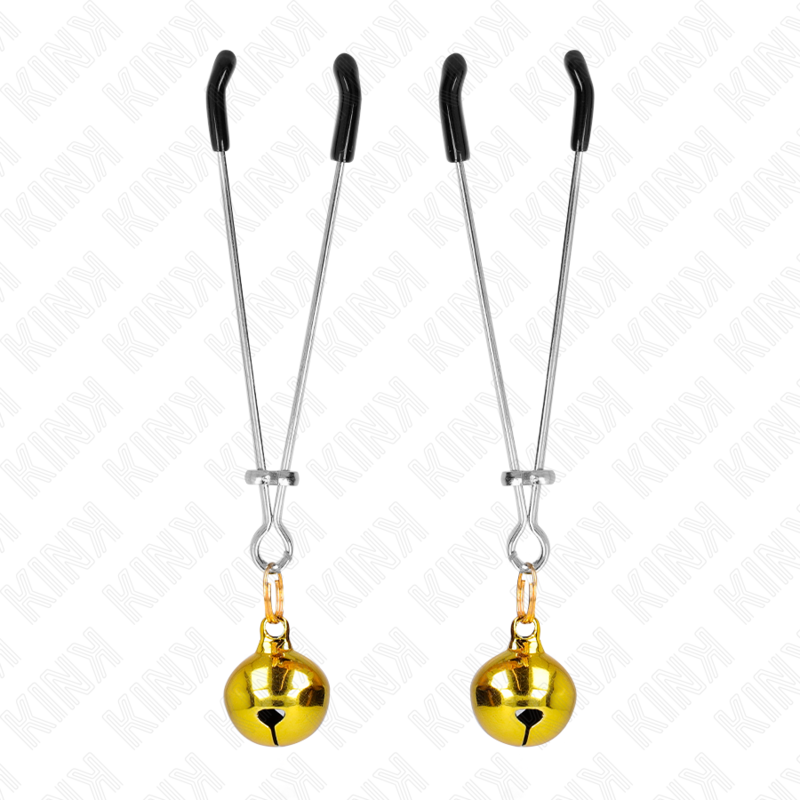 KINK - FINE NIPPLE CLAMPS WITH GOLD BELL 7 CM