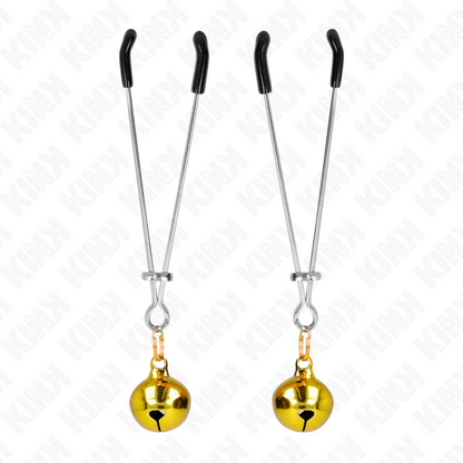 KINK - FINE NIPPLE CLAMPS WITH GOLD BELL 7 CM