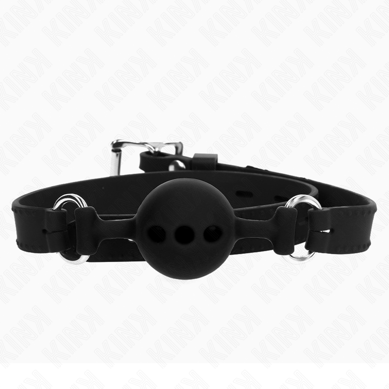KINK - GAG 55 x 2 CM BALL 4 CM FULL SILICONE SIZE S BLACK ADJUSTABLE 35-51 CM
