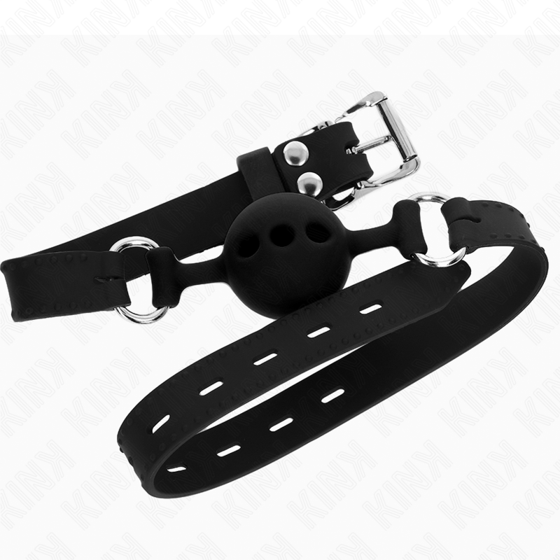 KINK - GAG 55 x 2 CM BALL 4 CM FULL SILICONE SIZE S BLACK ADJUSTABLE 35-51 CM
