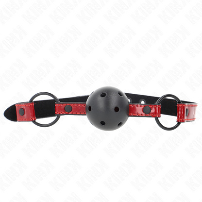 KINK - 4.5 CM SHINY LEATHERETTE BALL GAG 63.5 X 2 CM ADJUSTABLE 41 X 59 CM