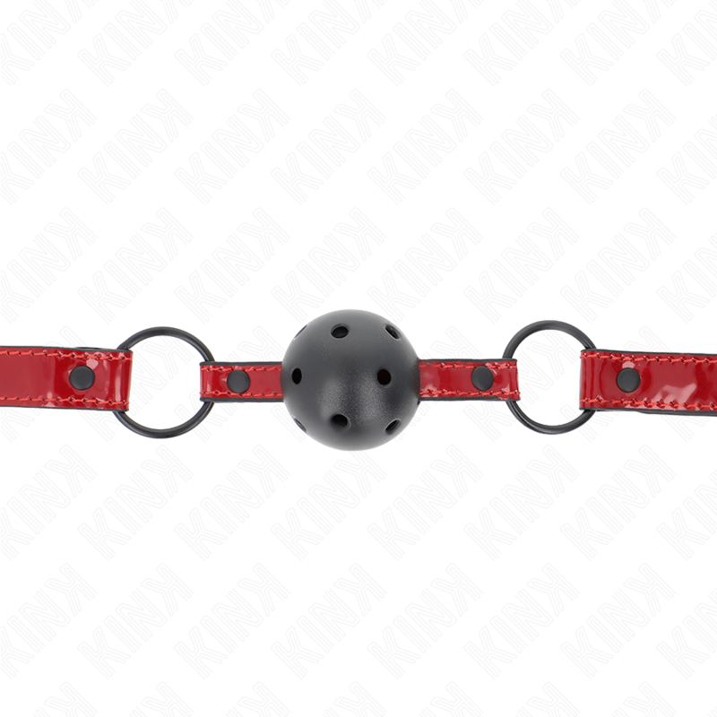 KINK - 4.5 CM SHINY LEATHERETTE BALL GAG 63.5 X 2 CM ADJUSTABLE 41 X 59 CM