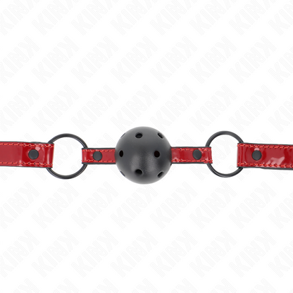KINK - 4.5 CM SHINY LEATHERETTE BALL GAG 63.5 X 2 CM ADJUSTABLE 41 X 59 CM