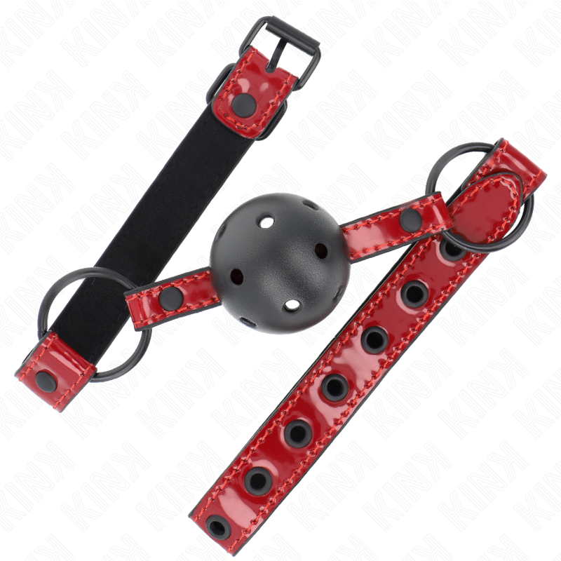 KINK - 4.5 CM SHINY LEATHERETTE BALL GAG 63.5 X 2 CM ADJUSTABLE 41 X 59 CM
