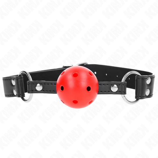 KINK - BALL GAG 4 CM BREATHABLE WITH DOUBLE LEATHER RIVET 62 x 2.5 CM ADJUSTABLE 42-58 CM