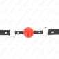 KINK - 4 CM BALL GAG WITH RED BALL LOCK BLACK STRAP 60 x 2 CM