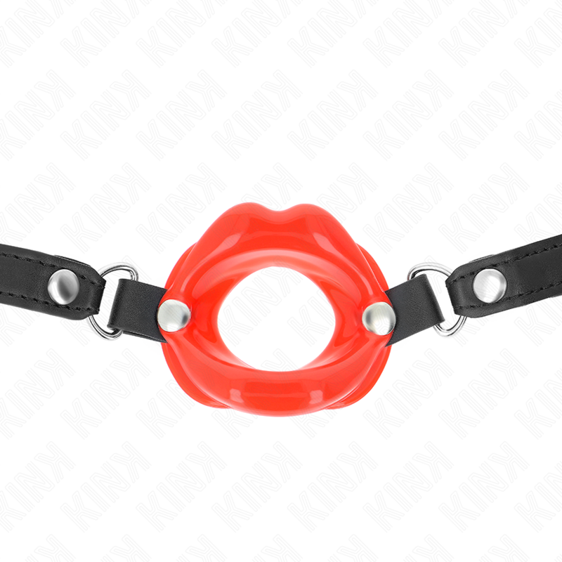 KINK - 8 CM LIP GAG WITH RED LEATHERETTE STRAP 63 x 2 CM ADJUSTABLE 39-58 CM
