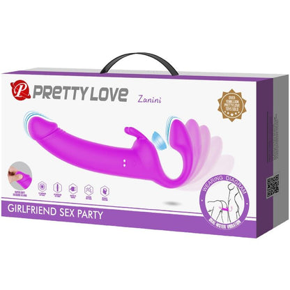PRETTY LOVE - ZANINI DILDO STRAP-ON SIN ARNÉS 10 VIBRACIONES MORADO