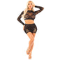 LEG AVENUE - BLACK EYELINER FISHNET TOP + SKIRT
