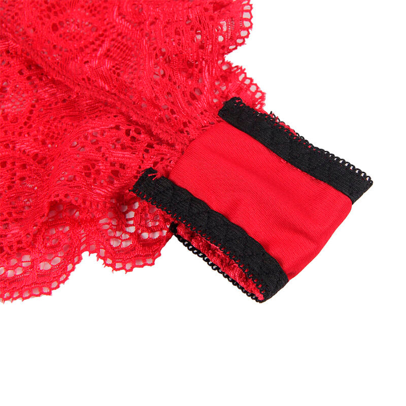 SUBBLIME - 953904 3-PIECE RED LACE AND SATIN SET L/XL