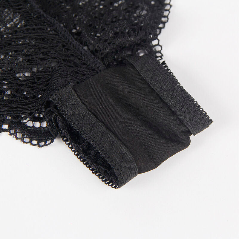 SUBBLIME - 953911 3-PIECE BLACK LACE AND SATIN SET S/M