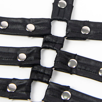 SUBBLIME - 954413 BLACK LEATHER BONDAGE BODY L/XL