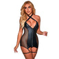 SUBBLIME - 954444 VESTIDO SEXY DE REJILLA CUERO NEGRO S/M