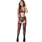 LIVCO CORSETTI FASHION - CELESTE LC 20246 BRA + GARTER BELT + BLACK PANTY L/XL