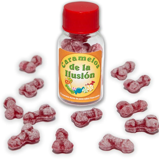 SPICY DEVIL - 12 PENIS-SHAPED ILLUSION CANDIES STRAWBERRY/CHERRY