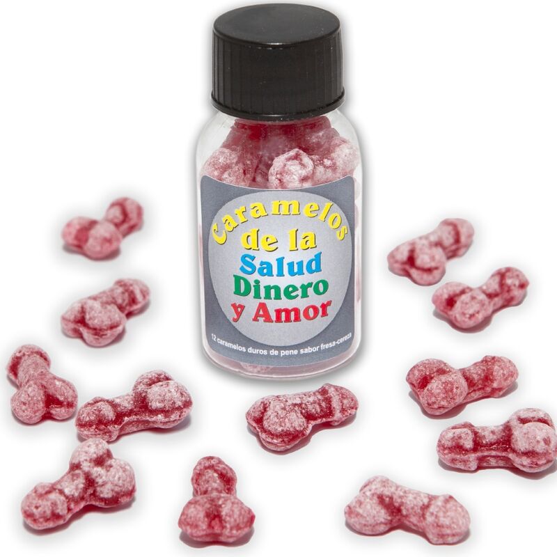 Spicy Devil - 12 Strawberry/Cherrry Penis Shaped Health-Money-Love Candies