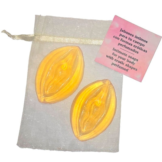 SPICY DEVIL - 2 YELLOW VAGINA-SHAPED PERFUMED SOAPS