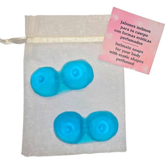 SPICY DEVIL - 2 BLUE BREASTS-SHAPED SCENTED SOAPS
