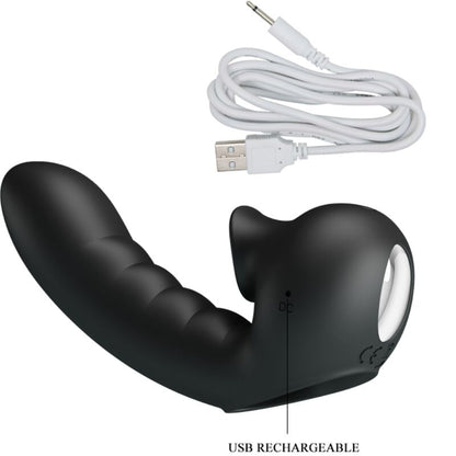 PRETTY LOVE - HOBGOBLIN VIBRATING FINGER SLEEVE 12 VIBRATIONS + CLITORIS STIMULATOR BLACK
