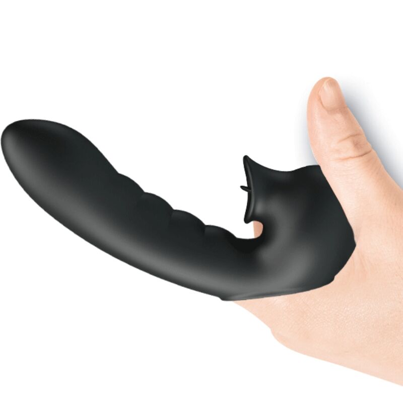 PRETTY LOVE - HOBGOBLIN VIBRATING FINGER SLEEVE 12 VIBRATIONS + CLITORIS STIMULATOR BLACK