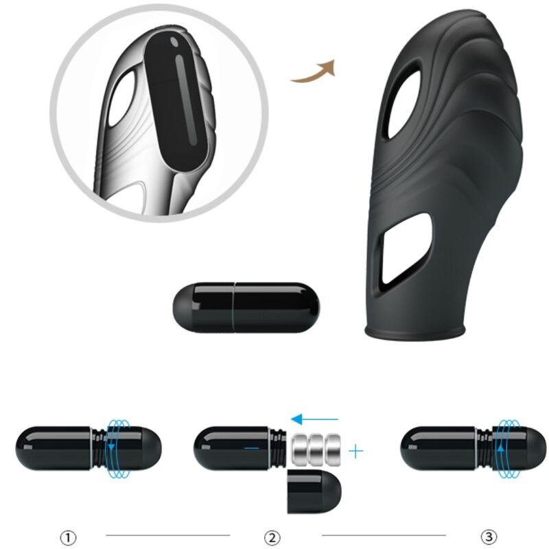 PRETTY LOVE - LICH BLACK SILICONE FINGER VIBRATOR