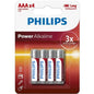 PHILIPS - POWER ALKALINE AAA BATTERY LR03 BLISTER*4