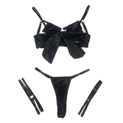 SUBBLIME - 955199 Adjustable Black Bow Bra Set S/M