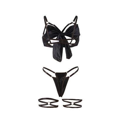 SUBBLIME - 955199 Adjustable Black Bow Bra Set S/M