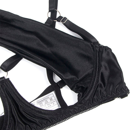 SUBBLIME - 955199 Adjustable Black Bow Bra Set S/M