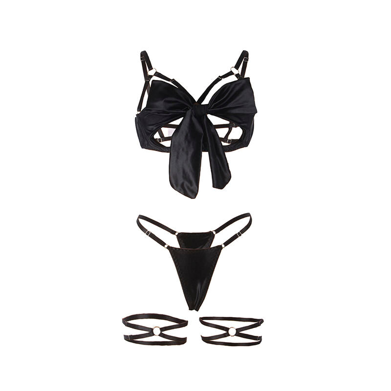 SUBBLIME - 955205 Adjustable Black Bow Bra Set L/XL