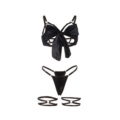SUBBLIME - 955205 Adjustable Black Bow Bra Set L/XL