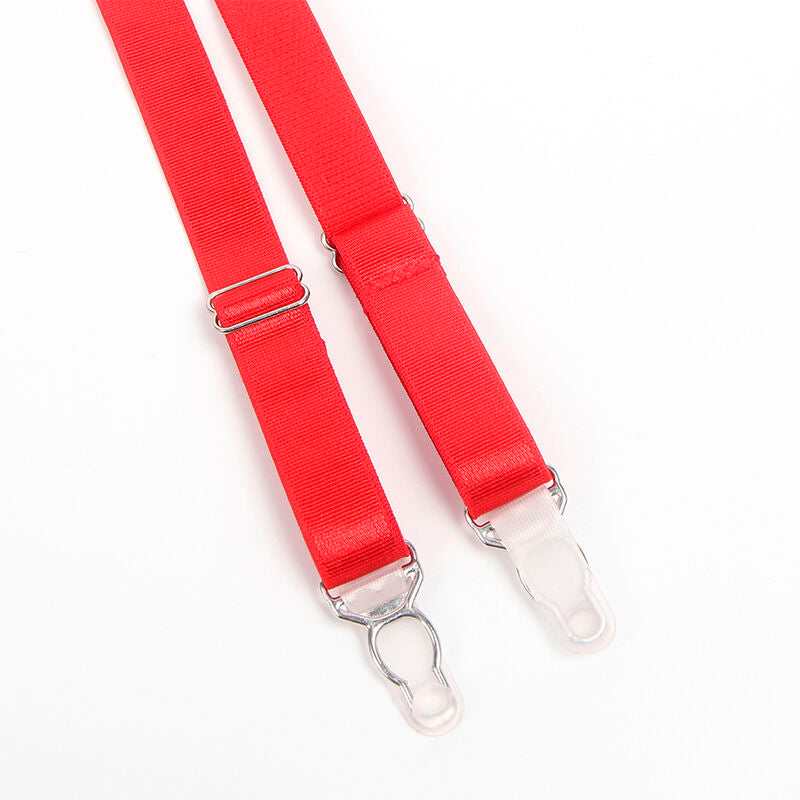 SUBBLIME - 955250 RED BONDAGE BRA AND GARTER BELT SET S/M