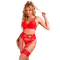 SUBBLIME - 955250 RED BONDAGE BRA AND GARTER BELT SET S/M