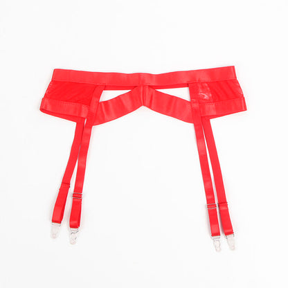 SUBBLIME - 955267 RED BONDAGE BRA AND GARTER BELT SET L/XL