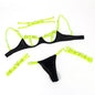 SUBBLIME - 955274 FLUORESCENT GREEN NECKLACE &amp; LEG TRIMS BRA SET S/M