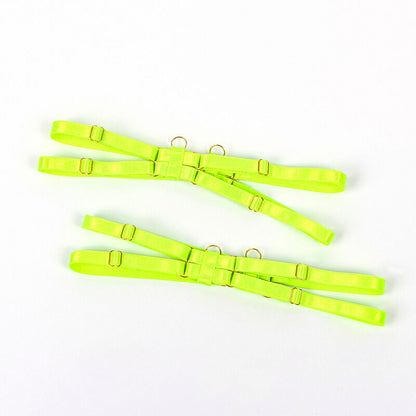 SUBBLIME - 955274 FLUORESCENT GREEN NECKLACE &amp; LEG TRIMS BRA SET S/M