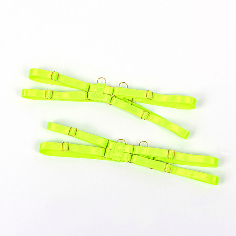 SUBBLIME - 955281 FLUORESCENT GREEN NECKLACE &amp; LEG TRIMS BRA SET L/XL