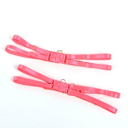 SUBBLIME - 955304 FLUORESCENT PINK NECKLACE AND LEG DETAIL BRA SET L/XL