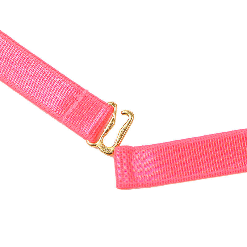 SUBBLIME - 955304 FLUORESCENT PINK NECKLACE AND LEG DETAIL BRA SET L/XL