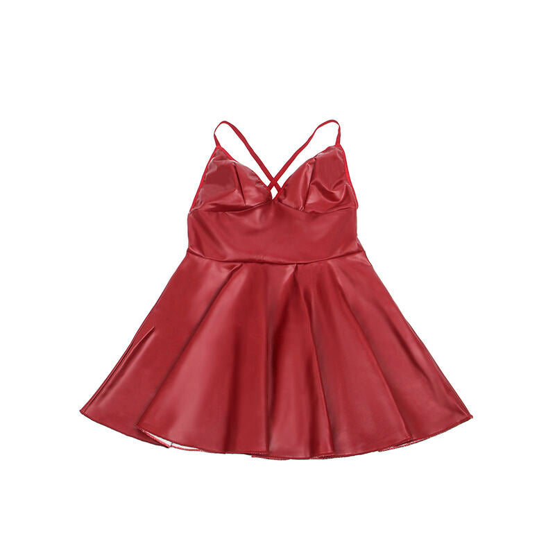 SUBBLIME - 955397 BURGUNDY LEATHER STRAPS DRESS S/M