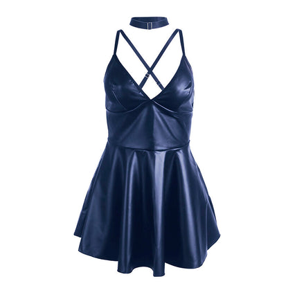 SUBBLIME - 955427 BLUE LEATHER STRAPS DRESS L/XL