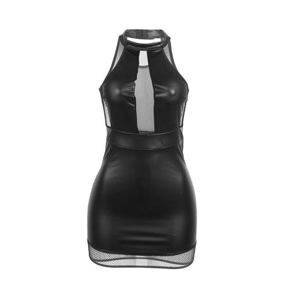SUBBLIME - 955489 HALTER NECK DRESS WITH SEE-THROUGHS BLACK L/XL