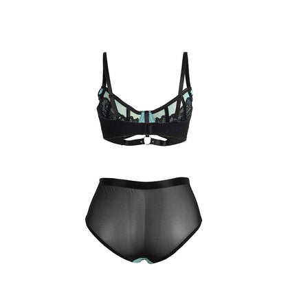 SUBBLIME - 955564 GREEN PATENT MESH ZIP-UP BRA SET L/XL