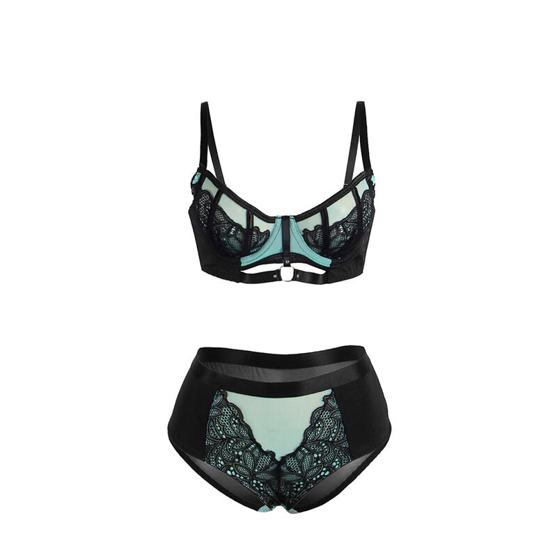 SUBBLIME - 955564 GREEN PATENT MESH ZIP-UP BRA SET L/XL