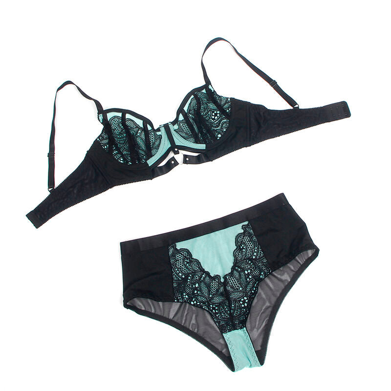 SUBBLIME - 955564 GREEN PATENT MESH ZIP-UP BRA SET L/XL