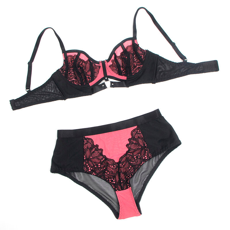 SUBBLIME - 955571 PINK PATENT MESH ZIP-UP BRA SET S/M