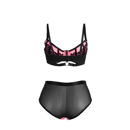 SUBBLIME - 955588 PINK PATENT MESH ZIP-UP BRA SET L/XL