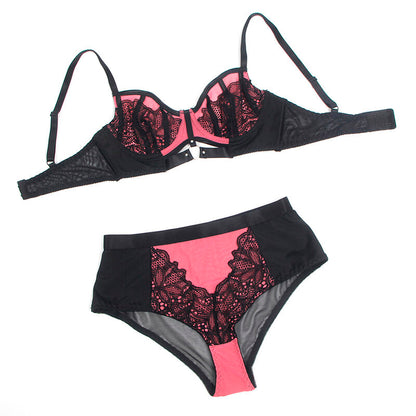 SUBBLIME - 955588 PINK PATENT MESH ZIP-UP BRA SET L/XL