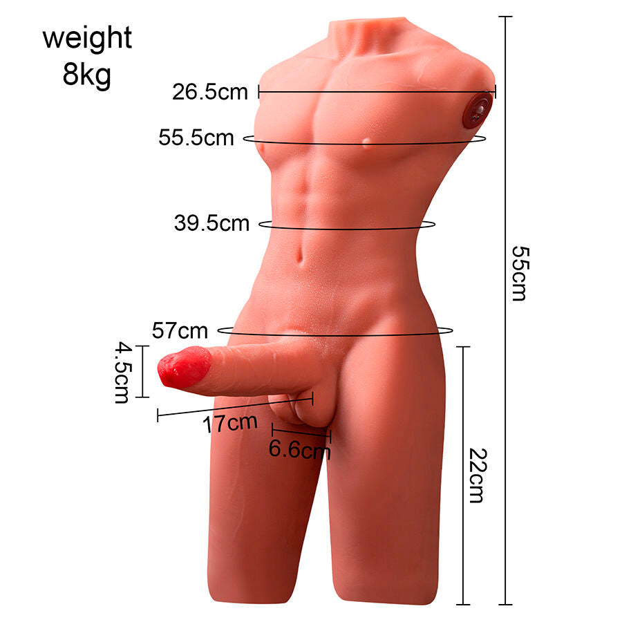 XISE - JASON HALF BODY TORSO REALÍSTICO MASCULINO CON THRUSTING Y VIBRACIÓN 55 CM
