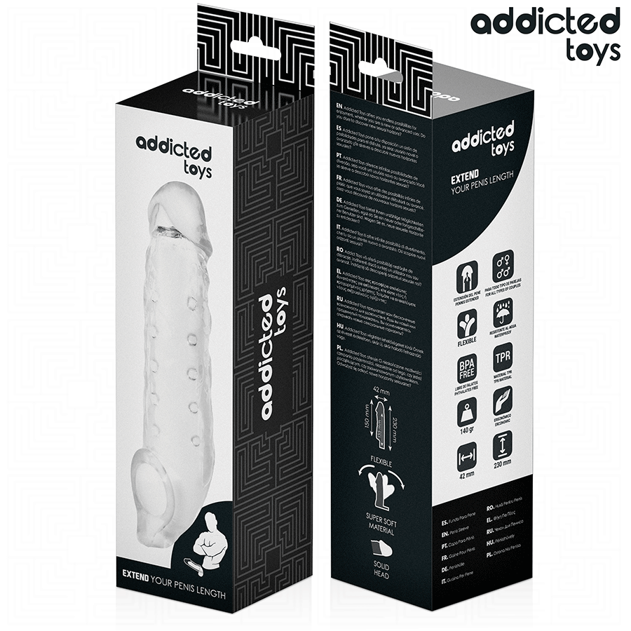 ADDICTED TOYS - FUNDAS PARA EL PENE TRANSPARENTE TALLA M 27 CM